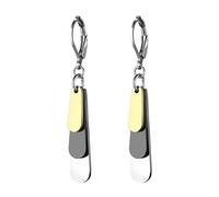 Flongo Boucles d'oreilles gouttes tricolores pour femme : boucles d'oreilles en acier inoxydable - Fermoir à levier - Boucles d'oreilles pendantes 5 cm - Design goutte d'eau - Bijou élégant pour le
