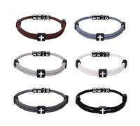 Flongo Bracelet Croix WWJD pour homme : 6 pièces Chrétienne Tressée Croix Chaîne Réglable Plusieurs Couleurs Bracelet Jésus Religieux Hommes Femmes Cadeau d'anniversaire, Résine