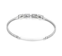 Flongo Bracelet Elégant Charme pour Femme Fille, Chaîne de Main Réglable Composé Zircon Plaque Fin en Céramique Couleur Blanc Fantaisie Bijoux Cadeaux Anniversaire Noël Saint-Valentin