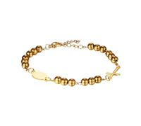 Flongo Bracelet Femme Coix et Médaille de saint Benoît,Bracelet Acier Inoxydable Femme avec Perles,Bracelets Chrétiens et Catholiques,Amulette,Cadeau pour Femme