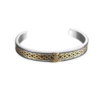 Flongo Bracelet Homme Viking Réglable: Bracelet Jonc Ouvert Acier Inoxydable avec Mjölnir Marteau de Thor Nordique Large Manchette Style Vintage et Punk Motard - Cadeau Anniversaire Fête des Pères