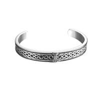 Flongo Bracelet Homme Viking Réglable: Bracelet Jonc Ouvert Acier Inoxydable avec Mjölnir Marteau de Thor Nordique Large Manchette Style Vintage et Punk Motard - Cadeau Anniversaire Fête des Pères
