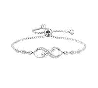 Flongo Bracelet Infini Sister Femme:Bracelet d'Amitié Ajustable en Acier Inoxydable avec Zircon-Cadeau Anniversaire Noël