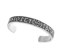 Flongo Bracelet Jonc Homme Manchette Viking:Bracelet en Acier Inoxydable avec Motifs 3D et Boussole Viking Style Punk Moto Biker -Cadeaux de Noël