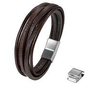 Flongo Bracelet Machette Tissé en Cuir Fermoir Magnétique Chaîne Réglable Modèle Classique Simple pour Homme