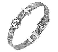 Flongo Bracelet Manchette pour Homme Femme, Bracelet Réglable Composé Carte du Monde Avion Gourmette Unique Couleur Argent Fantaisie Cadeaux Anniversaires Saint Valentin