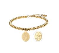 Flongo Bracelet Médaille Vierge Marie Femme: Bracelet Catholiques Réglable en Acier Inoxydable Bijou Religieux Amulettes-Cadeau Noël Anniversaire