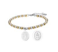 Flongo Bracelet Médaille Vierge Marie Femme: Bracelet Catholiques Réglable en Acier Inoxydable Bijou Religieux Amulettes-Cadeau Noël Anniversaire
