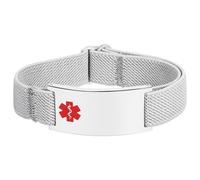Flongo Bracelet Médicale Homme Personnalisé: Bracelet Cordon élastique d'Alerte Médicale avec Plaque en Acier Inoxydable Gravure Identification Personnalisable - Cadeau pour Personnes âgées