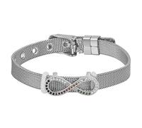 Flongo Bracelet pour Femme Délicat Zircon Infini Symbole en Maille Acier Inoxydable Réglable Argent Cadeaux pour Fête des Mères Nouvel an Noël