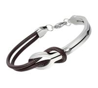 Flongo Bracelet pour Femme Homme, Bracelet Manchette Cuir Corde Acier Inoxydable Menotte Infini Simple Couleur Noir Brun Rouge Doré Argent Fantaisie Bijoux Cadeaux Anniversaires