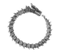 Flongo Bracelet serpent dragon pour homme : gothique viking acier inoxydable flexible tête de dragon chaîne serpent bracelet punk bully vintage mystère bracelet jonc argent