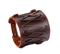 Flongo Bracelet Tressé Cuir pour Homme Garçon Biker Motard, Large Bracelet Manchette Réglable Classique Punk Rock Couleur Noir Brun Fantaisie Cadeaux Anniversaire Noël Toussaint