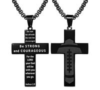 Flongo Chaîne en forme de croix pour garçons et hommes : collier avec pendentif en acier inoxydable avec verset biblique et rugby motif football religieux chrétien bijou cadeau pour communion
