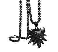 Flongo Collier Acier Inoxydable pour Homme Garçon Biker Motard Collier Pendnetif Tête de Loup Gothique Punk Rock Couleur Or Argent Noir Fantaisie Cadeaux Anniversaire Noël Toussaint