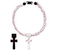 Flongo Collier avec croix de baseball pour garçons : corde tornade triple tressée, bijou de sport inspirant pour les enfants de 8 à 12 ans - "I Can Do All Things PHL4:33 cm - Chaîne de baseball en