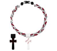Flongo Collier avec croix de baseball pour garçons : corde tornade triple tressée, bijou de sport inspirant pour les enfants de 8 à 12 ans - "I Can Do All Things PHL4:33 cm - Chaîne de baseball en
