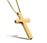 Flongo Collier avec pendentif croix « I can do all things » - Pendentif verset biblique chrétien avec design silencieux pour respirer en profondeur et apaiser - Cadeau doré pour hommes et femmes