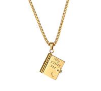 Flongo Collier en argent pour fille : pendentif livre rabattable Ma petite étoile - 6 pages cadeau de maman papa - chaîne en acier inoxydable 60 cm - anniversaire remise de diplôme confirmation bijoux