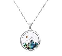 Flongo Collier Femme Acier Inoxydable: Collier Chrétien avec Pendentif Rond Gravé «Your Faith Can Move Mountains» et Incrustations en Abalone Colorée - Cadeau Religieux Inspirant Anniversaires