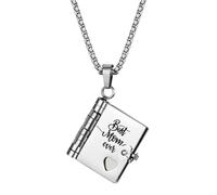 Flongo Collier Maman Argent : Pendentif Livre à charnière Ma Petite Étoile - 6 pages Cadeau des enfants - Chaîne en acier inoxydable 60 cm - Fête des mères Anniversaire Noël Bijoux pour mère, Acier