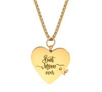 Flongo Collier Pendentif Livre Cœur Best Mom Femme:Collier Fantaisie en Acier Inoxydable avec 6 Pages à Ouvrir-Cadeau Anniversaire Fête des Mères