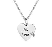 Flongo Collier Pendentif Livre Cœur My Love Femme:Collier Fantaisie en Acier Inoxydable avec 5 Pages à Ouvrir-Cadeau Anniversaire Saint Valentin