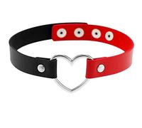 Flongo Collier Ras du Cou Alliage Cuir Coeur Réglable Rendez-Vous Soirée Mode Charme Bijoux Cadeau pour Femme Fille Couleur Optionnel