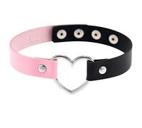 Flongo Collier Ras du Cou Alliage Cuir Coeur Réglable Rendez-Vous Soirée Mode Charme Bijoux Cadeau pour Femme Fille Couleur Optionnel