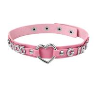 Flongo Collier Ras du Cou Cœur Femme:Collier Réglable en Cuir PU avec Zircon et Motif GOOD GIRL Style Punk-Cadeau Saint-Valentin Anniversaire