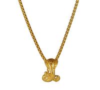 Flongo Collier Rétro pour Homme Biker Motard, Collier Unique Pendentif Serpent Cobra Couleur Doré Bijoux Fantaisie Cadeaux Anniversaire Noël Saint-Valentin Fête des Pères