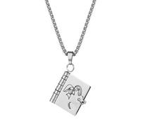 Flongo Collier Sœur Argent : Pendentif Livre Pliable Ma Petite Étoile - 6 pages Cadeau de Soeur - Chaîne en acier inoxydable 60 cm - Anniversaire Remise de diplôme Noël Bijoux Fille, Acier inoxydable