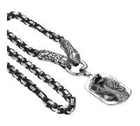 Flongo Collier Viking Serpent Homme : Collier Homme Acier Inoxydable Cobra Pendentif Style Gothique Nordique Rétro avec Chaîne Byzantine - Cadeau Homme Anniversaire et Fête des Pères