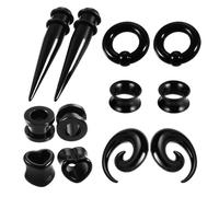 Flongo Kit de Dilatateurs d'Oreilles: Ensemble de 12 Dilatateurs en Acryliques Silicone en forme de Cône et de Cœur avec Pointes en Spirale - Style Punk Gothique Pour Homme Femme