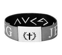 Flongo WWJD Bracelet avec puce NFC pour homme : bracelet quotidien avec croix de verset de la Bible élastique chrétien réglable pour hommes et femmes Jésus Cadeau religieux pour chrétien, Polyester