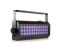 BeamZ Flood 36UV Lumière Noire LED avec 36x LED 3W, Jeu de Lumière, DMX, XLR, Contrôle du Son, Fonction Stroboscopique, Idéale pour Animer vos Soirées à Thème