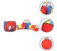 FLOODKING Tente de Jeu Enfant 190x264x90cm - 3-en-1 (Cube, Pyramide, 2 Tunnels), Mesh Respirant, Pliable avec Sac, Résistant UV Rouge