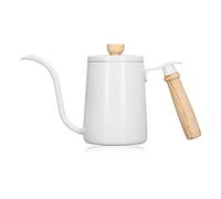 Floolinct Pour Over Coffee Kettle, Gooseneck Tea Pot, 304 Stainless Steel Hand Coffee Maker KettleBarista Pour Control Design, Wood Handle and Long Narrow Spout, Camping Kettle, 17.43oz (Blanche)