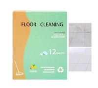 Floor Cleaner Tablets | 12 Count Pre-Measured Soluble Mopping Pods Lemon Fresh Deep Cleaning Formula | Multi Hard Floor Care For Tile PVC Vinyl Bathroom Kitchen Entryway Apartment Office Use C