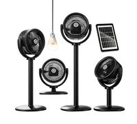 Floor Fan Cordless Solar-Powered Heights Blower with LED Light Adjustable