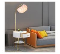 Floor Lamps- Floor Lamp with Table & Drawers, Farmhouse Narrow Nightstand, Wooden End Side Table Floor Lamp, Adjustable Reading Lamp for Bedroom, Living Room, Office Standing Light(White)