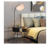 Floor Lamps- Floor Lamp with Table & Drawers, Farmhouse Narrow Nightstand, Wooden End Side Table Floor Lamp, Adjustable Reading Lamp for Bedroom, Living Room, Office Standing Light(White)