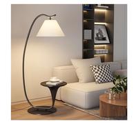 Floor Lamps- Table & Lamp Combo with LED Bulb, Bedside Reading Lamp, Modern Wood End Table with Floor Lamp for Bedroom, Living Room, Office Standing Light(Black)