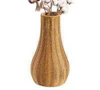 Floor Vase - Pampas Grass Vase Home Decor, 25.5cm/10inch Artistic Boho Style with Hand-Woven Texture, Decorative Plant Holder, Table Centerpiece, Aesthetic Vessel for Living Room and Bedroom