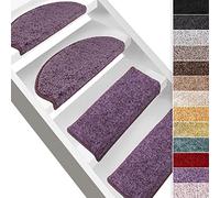 Floordirekt Bali Tapis d'escalier à Poils Longs - Demi-Cercle ou carré - Résistant & Facile d'entretien - Tapis d'escalier pour intérieur (Violet, carré 65 x 23,5 cm)