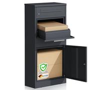 Floordirekt Boîte aux lettres et boîte à colis inoxydable et massive XXL - Boîte aux lettres sur pied moderne avec serrure à cylindre - Boîte aux lettres Francois
