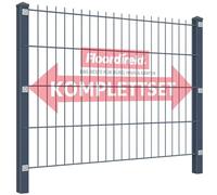 Floordirekt Clôture double fil Limes en acier anthracite - Kit de clôture stable de 80 cm de hauteur - Avec poteaux et panneaux double fil revêtus par pulvérisation, résistant aux intempéries