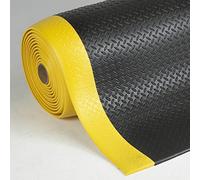 Floordirekt Dyna-Protect Diamond Tapis anti-fatigue, sur pied, 120 x 1500 cm, noir et jaune, robuste, pour poste de travail debout, soulage les articulations pour plus de confort en position debout,