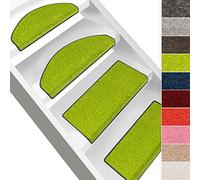 Floordirekt / Dynasty Velours/Marchettes d'escalier Velours antidérapantes/Sécuriser Vos marches/Couture Robuste/Fabriqué en Allemagne/Vert, Semi-Circulaire 65 x 23,5 cm