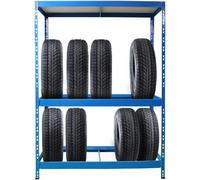 Floordirekt Étagère à pneus | Support pour pneus de voiture - Étagère à pneus robuste pour 8 pneus avec 2 niveaux - 180 x 130 x 50 cm (bleu)